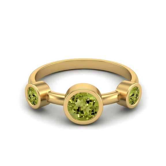 Mooneye 4mm Round Peridot 925 Sterling Silver Gold Vermeil Three Stone Women Wedding Ring