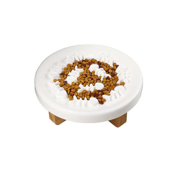 Cuenco elevado para comedero lento para perros y gatos con soporte, cuencos para gatos para comer lentamente, cuencos elevados de cerámica para gatos de alimentación lenta, cuenco para masco