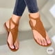 thumbnail image 3 of Sandalias de mujer informales con punta plana y hebilla de una palabra, ropa exterior, sandalias de talla grande para mujer, 3 of 4