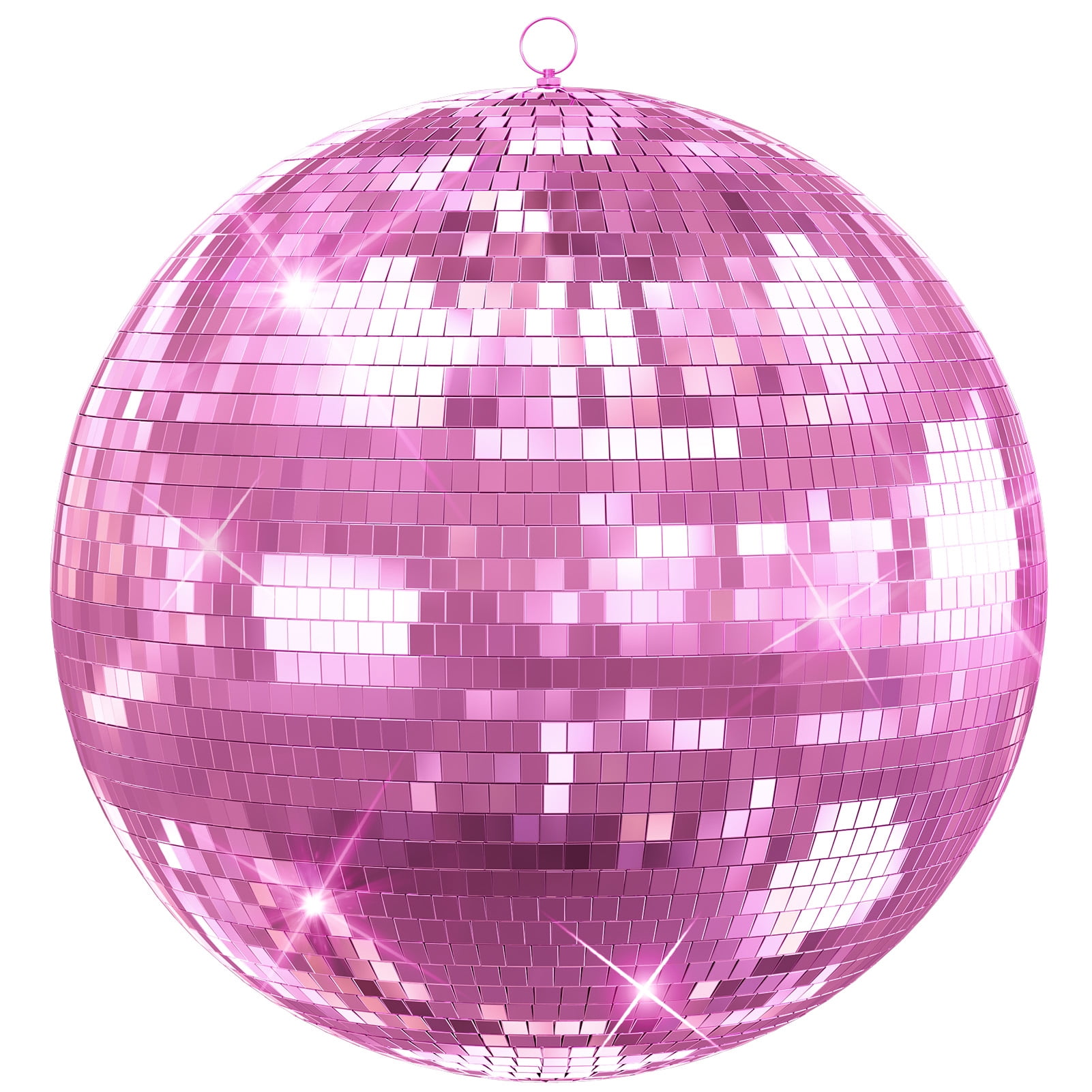 Jnismy Mirror Disco Ball, 20 Inch Mirror Ball with Hanging Ring,Light Effect Mirror Ball for Dj Club Party Live Stage Wedding Home Decor,Pink,1Pc