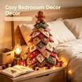thumbnail image 4 of DIY Quilted Christmas Tree Kit, Handmade Fabric Holiday Tree Decor, DIY Holiday Patchwork Sewing Craft Kit with Plaid Snowflake Gingerbread Character Topper Home Mantel Table Office Display, 4 of 8