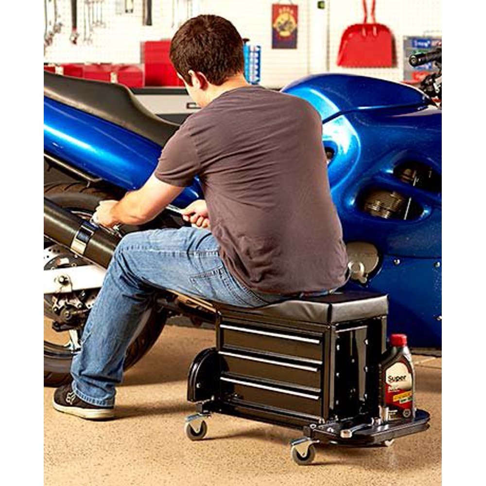 Rolling Work Seat with BuiltIn Toolbox