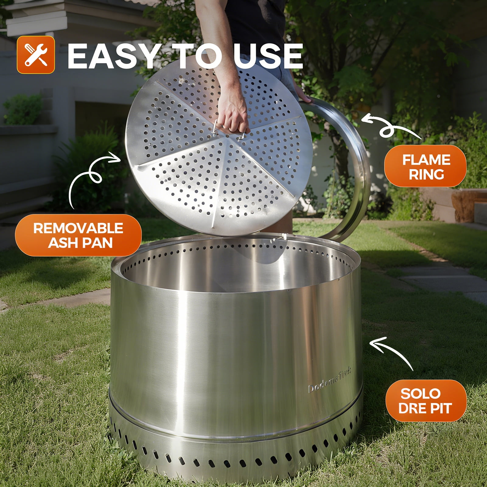 Dodometrek Smokeless Fire Pit, Portable Outdoor Firepit, 20 in Camping Fire Pits