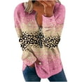 thumbnail image 2 of 2023 Chandail en Molleton de Mode pour Femmes 50 % de Rabais Liquidation Hauts pour Femmes Automne Manches Longues Chandail Ample Chemise Habillée Décontractée Dames Chandails en Molleton à Rayures Col Rond, 2 of 5