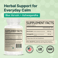 thumbnail image 2 of Blue Vervain Advanced with Ashwagandha - 1400mg per serv, Blue Vervain Capsules, Blue Vervain Tea Alternative, Brain Health, Stress Relief, Ashwagandha Supplements - 60 Capsules, 2 of 8
