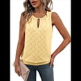 thumbnail image 2 of Blusas de Verano con Ojales para Mujer, Camisetas Sin Mangas con Cuello Redondo, Camisetas para Mujer Amarillo XL, 2 of 9
