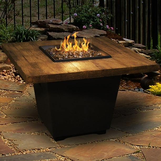 Cosmopolitan 36inch French Barrel Oak Propane Gas Square Fire Table By