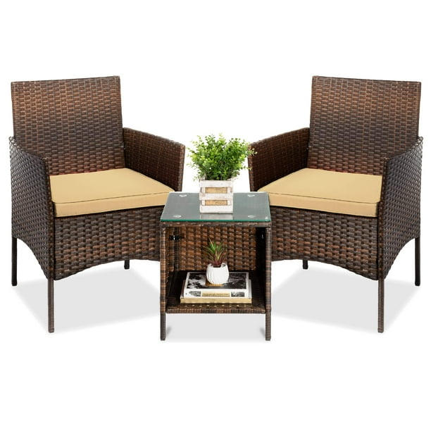 Best Choice Products 3Piece Outdoor Wicker Conversation Bistro Set