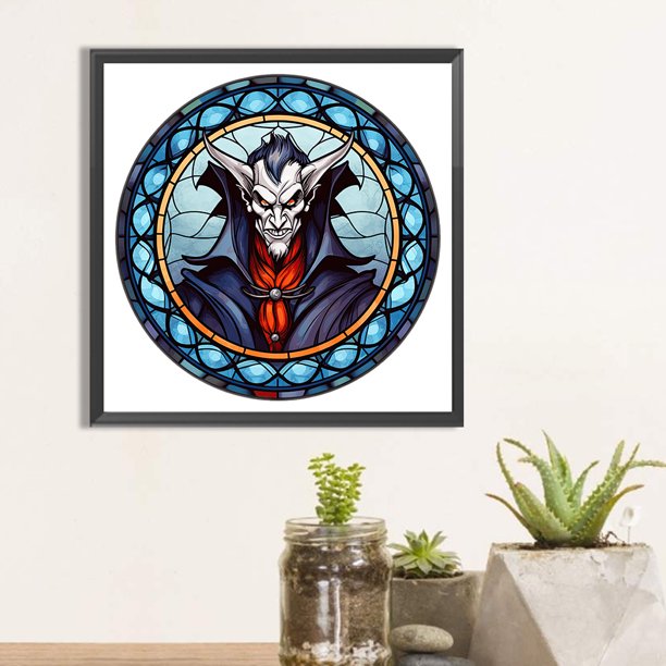 5D bricolaje taladro redondo completo diamante pintura Halloween vidrieras decoración del hogar JShteea El nuevo