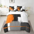thumbnail image 2 of Erosebridal Oil Painting Stripes Bed in a Bag Full Size,Modern Aesthetic Art Bed Set,Orange Black Gray Bedding Full Size,Microfiber Bedroom Decoration Reversible,7 Pieces, 2 of 7