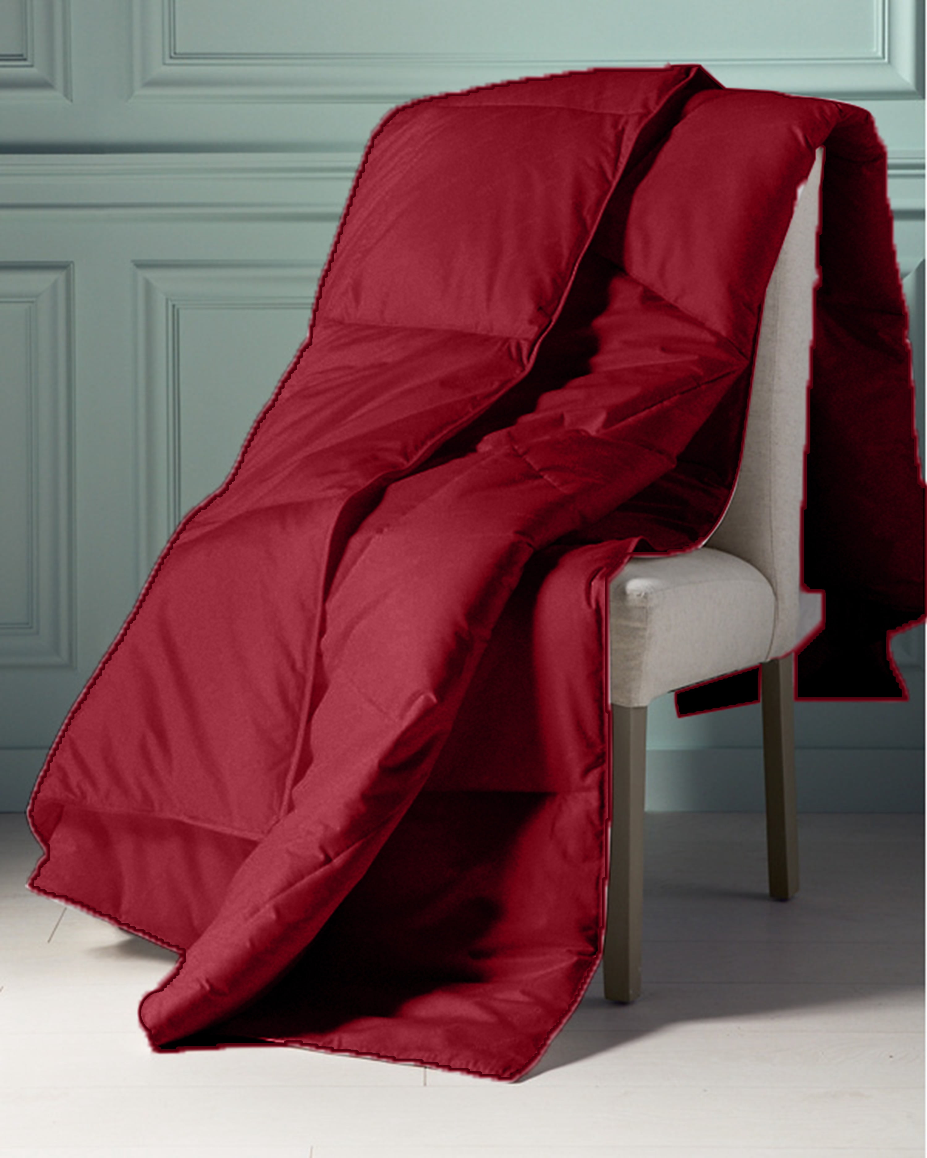 EASYCOT Luxurious Feather Down Alternative Comforter, Hotel Collection Duvet Insert Comforter for All Season,100% Soft Egyptian Cotton Shell with Corner Tabs 400 GSM Burgundy , Twin