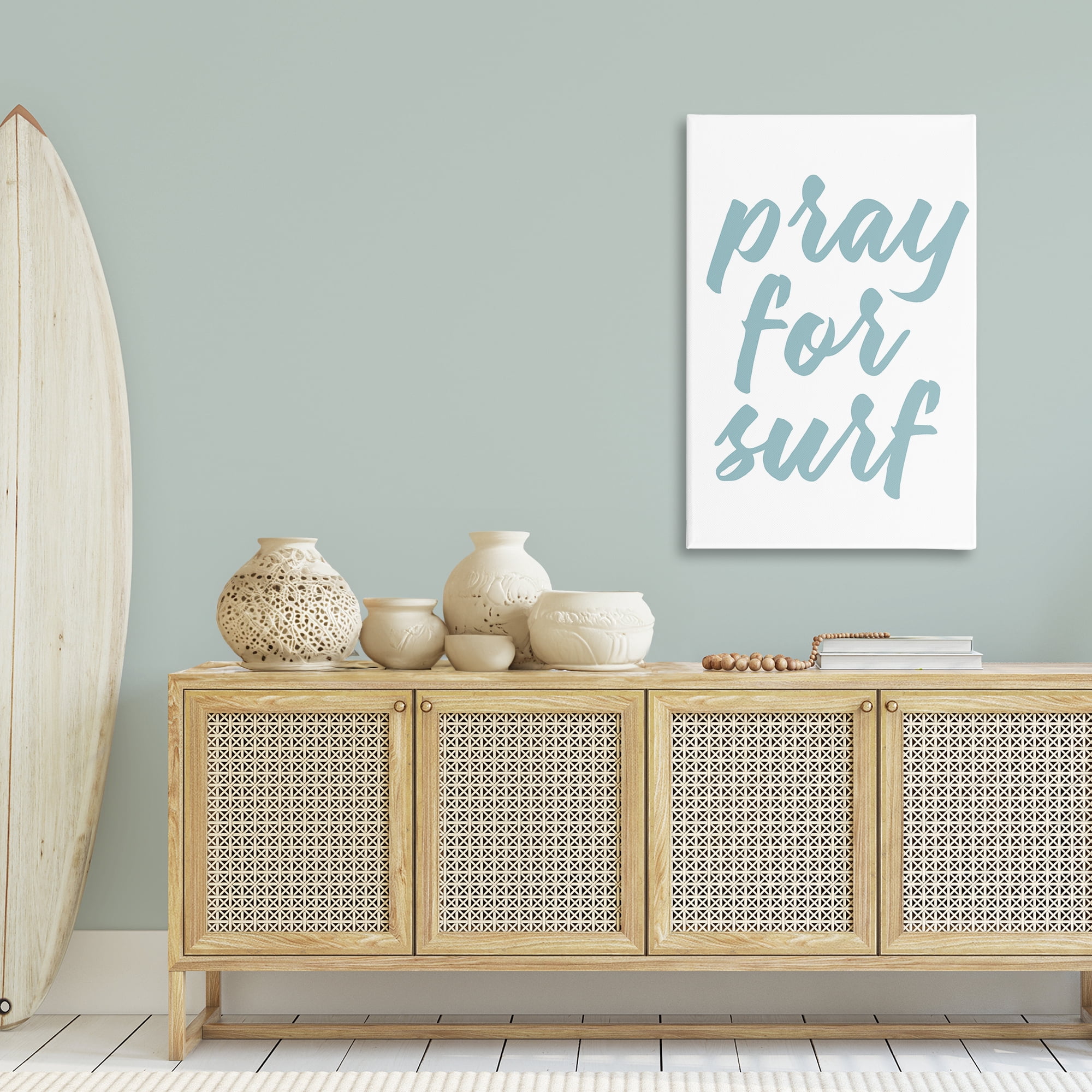 Stupell Industries Pray For Surf Typography Painting Gallery Wrapped Canvas Art Print Wall Art, 30 x 45