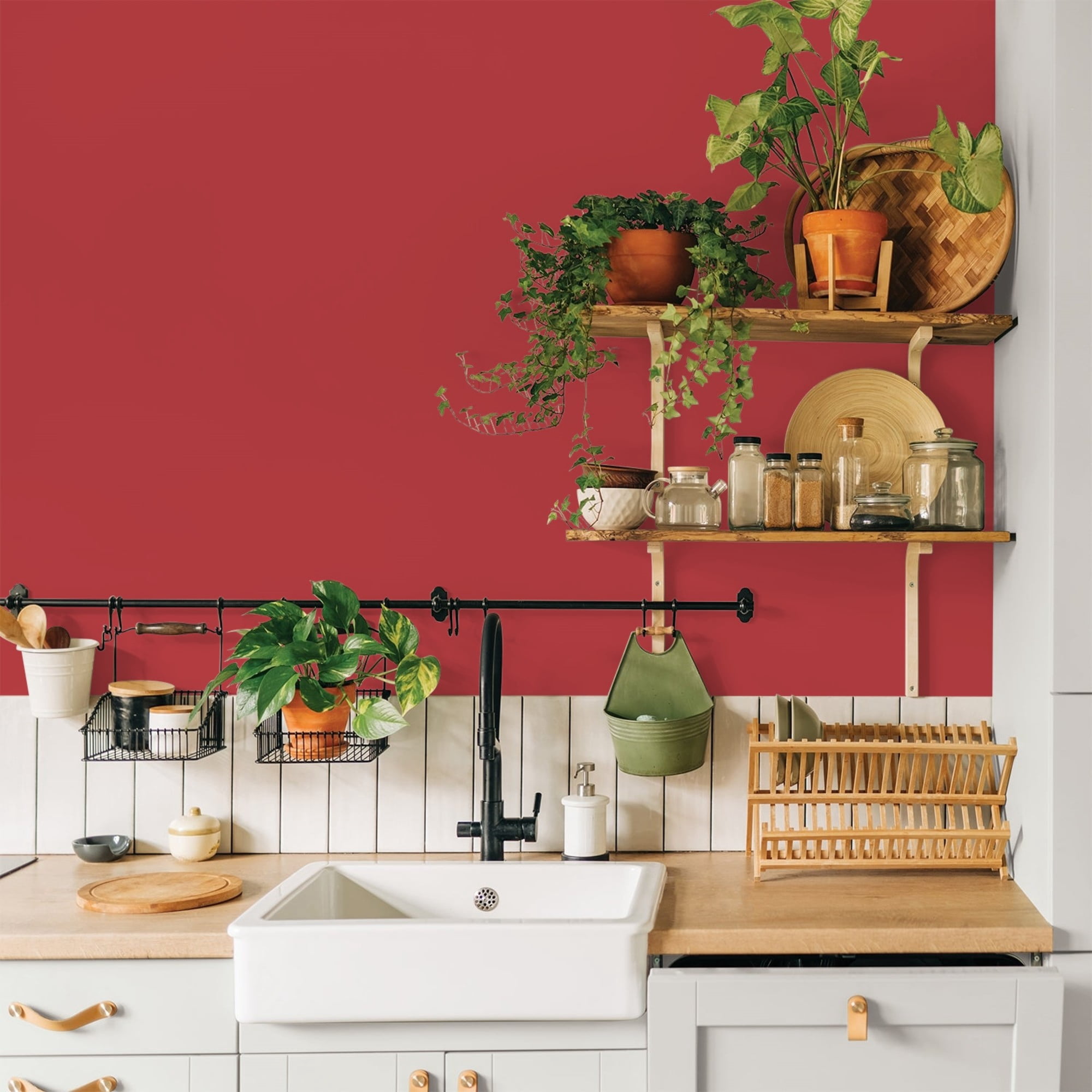 Glidden One Coat Red Gumball / Red Eggshell Interior Paint with Primer, 1 Gallon