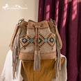 thumbnail image 7 of Montana West Aztec Bucket Bags for Women Western Fringe Crossbody Bag Vintage Drawstring, Tan, 7 of 7