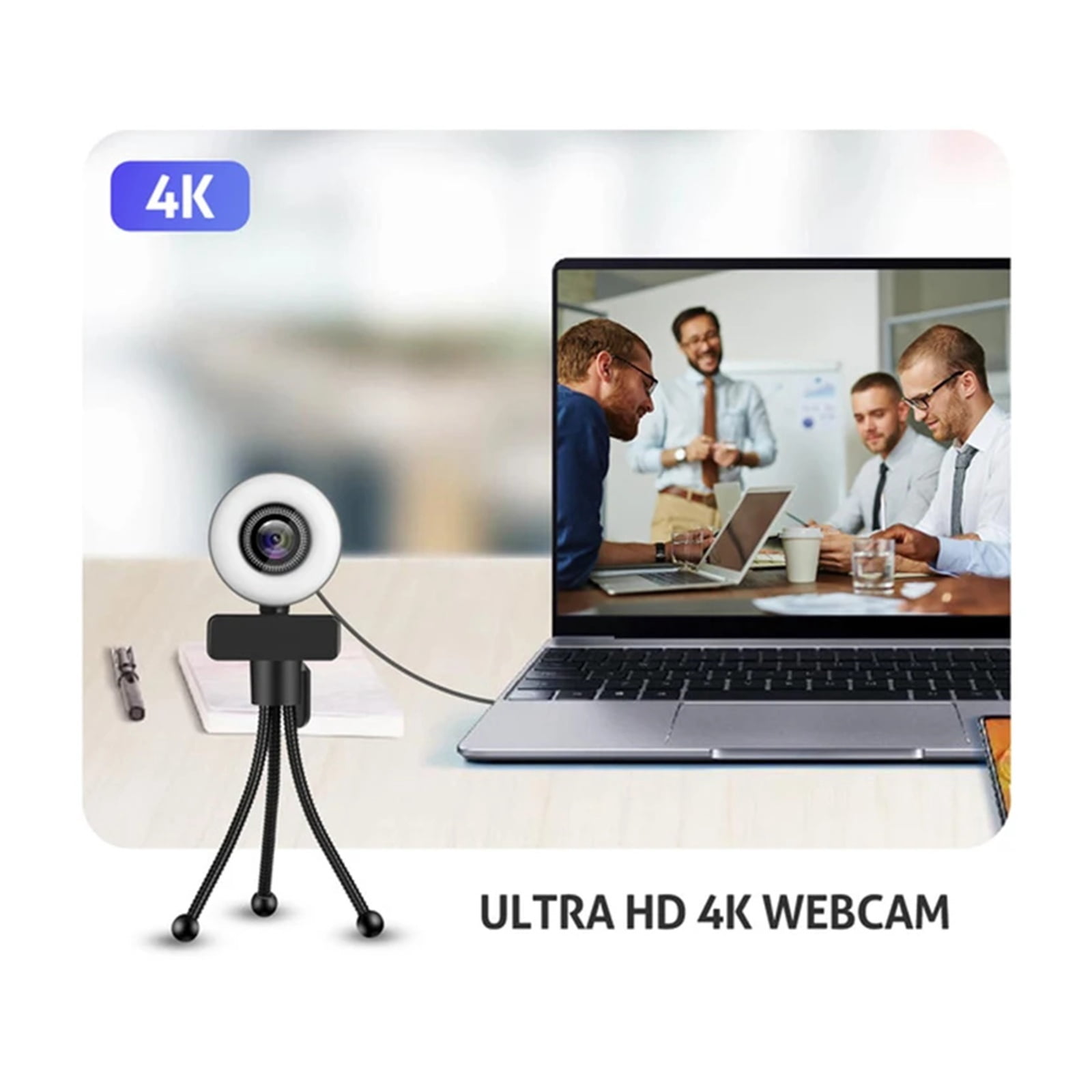 4K Webcam 2K Full HD Web Camera With Microphone LED Fill Light USB Web Cam Rotatable For PC Computer Laptop for Youtube