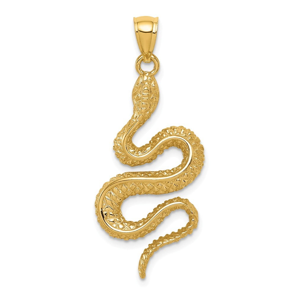 Jewelry 14k Polished and Textured Snake Pendant Necklace Jewelry