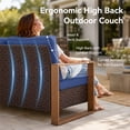 thumbnail image 3 of Unnifurnzi Outdoor Wicker Couch-3 Seater High Back Patio Couch Patio Sofa for Deck Porch Garden Balcony Poolside-Brown/Blue, 3 of 7