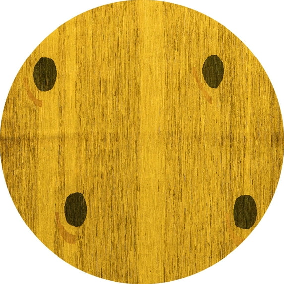 Ahgly Company Indoor Round Oriental Yellow Modern Area Rugs, 3' Round