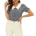 thumbnail image 1 of CAMISA DE MUJER CON PUFF SLEEVE Y COLLAR EN CONTRASTE DE CUADROS INSPIRADA CHIC M AZUL MARINO, 1 of 5