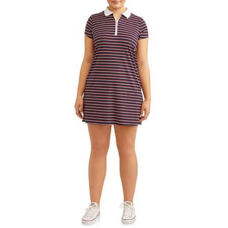 Juniors' Plus Size Ribbed Polo Dress