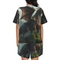 thumbnail image 6 of Rateoe Forest Stone-Colored Dragon Pattern Women's Short-Sleeved Pajama Set - 2 Piece Soft and Lightweight Sleepwear Set-Medium, 6 of 7