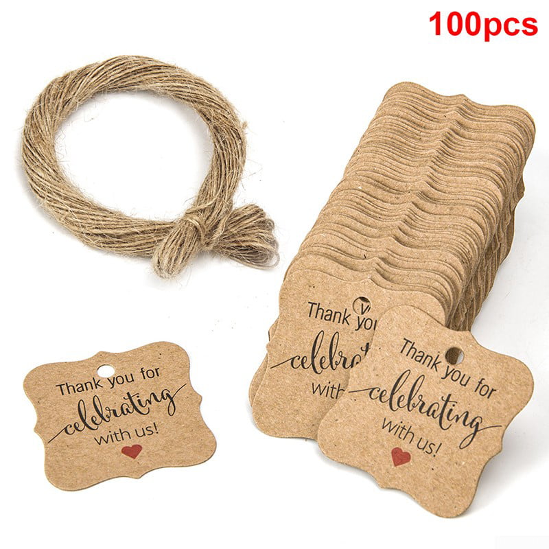 100 Pcs Wedding Favour Tags Small Thank You For Sharing Special Day Label Lot 