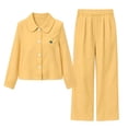 thumbnail image 2 of Amidoa Girls Summer Outfits 2 Piece Long Sleeve Homewear Cute Top and Casual Pants Kids Clothing Sets Orange Size 1, 2 of 8