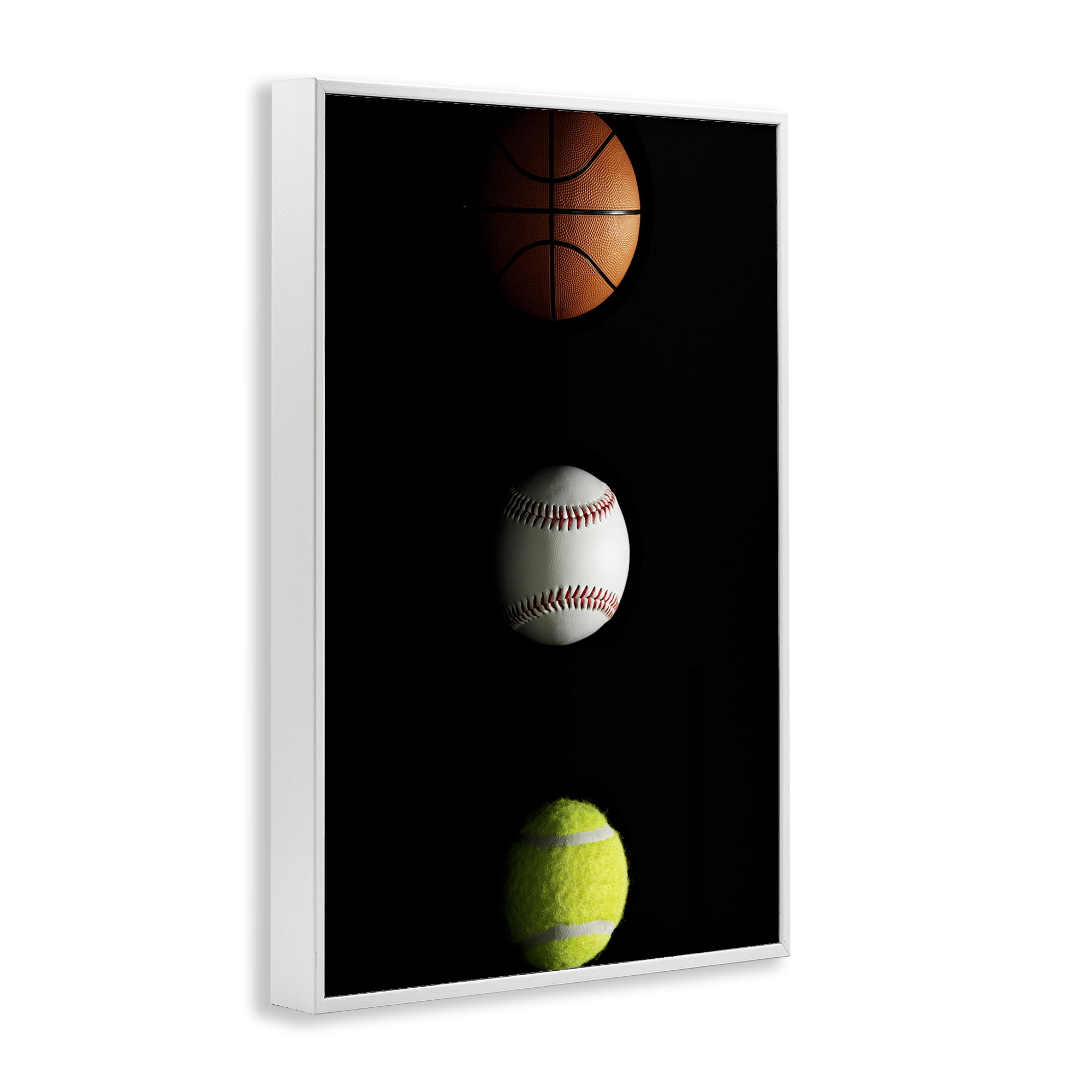 Stupell Industries Sports Balls Spotlight White Framed Giclee Art, design by Jesse Keith