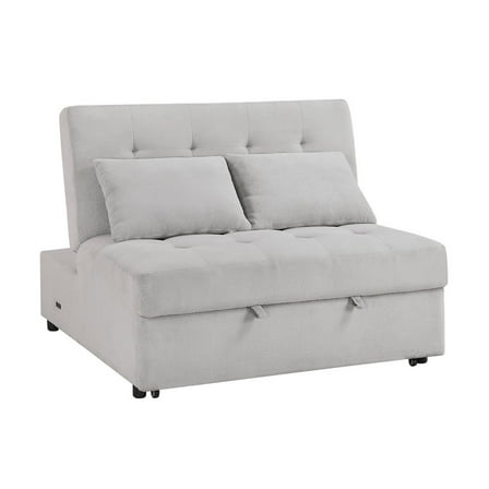 Lexicon Desmond Textured Convertible Armless 2-Seater with Pull-out Bed in Gray