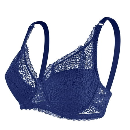 

Sngxgn Sports Bras For Women High Support Lace Desire Underwire Bra Full-Coverage Lace Bra with Underwire Cups Plunging Underwire Bra for Everyday Comfort Blue XL
