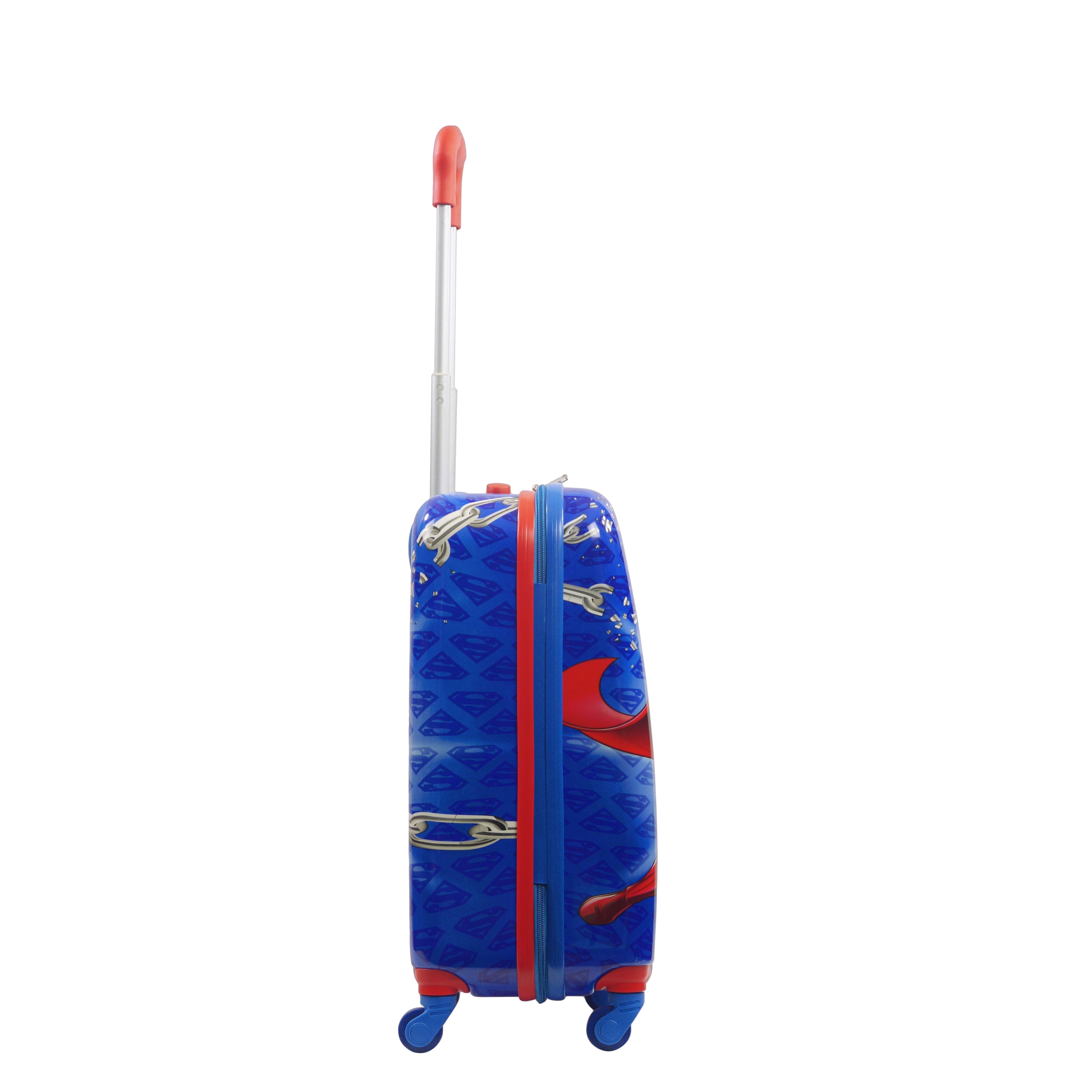 Superman 20.5 Inch Carry On Rolling Luggage, Hardshell Suitcase with Spinner Wheels, Blue
