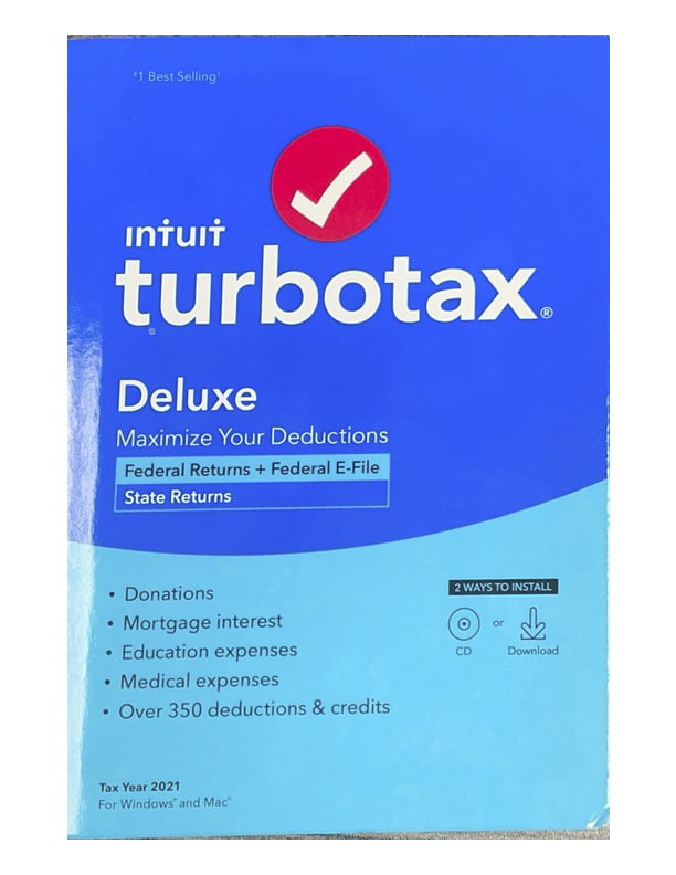 Intuit Turbotax Deluxe Federal E File State 2021 Walmart Com