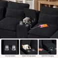 thumbnail image 6 of Villeston 129" U-Shaped Cloud Sofa With Chaise Lounge, Chenille Sofa With Wireless Charging, Bluetooth Speaker, Two Cup Holders, Storage Drawer, Suitable For Living Room,Black, 6 of 8