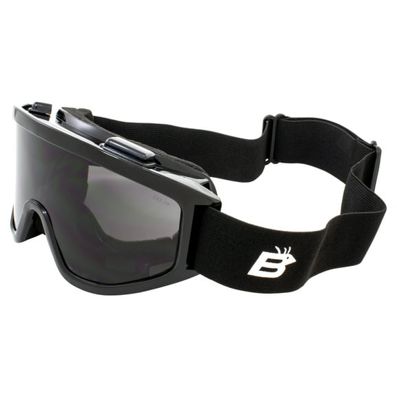 Birdz Eyewear Vulture Padded Motorcycle Safety Goggles for Men Black Frame w/ Smoke Lens Anti fog & Fits Over Glasses