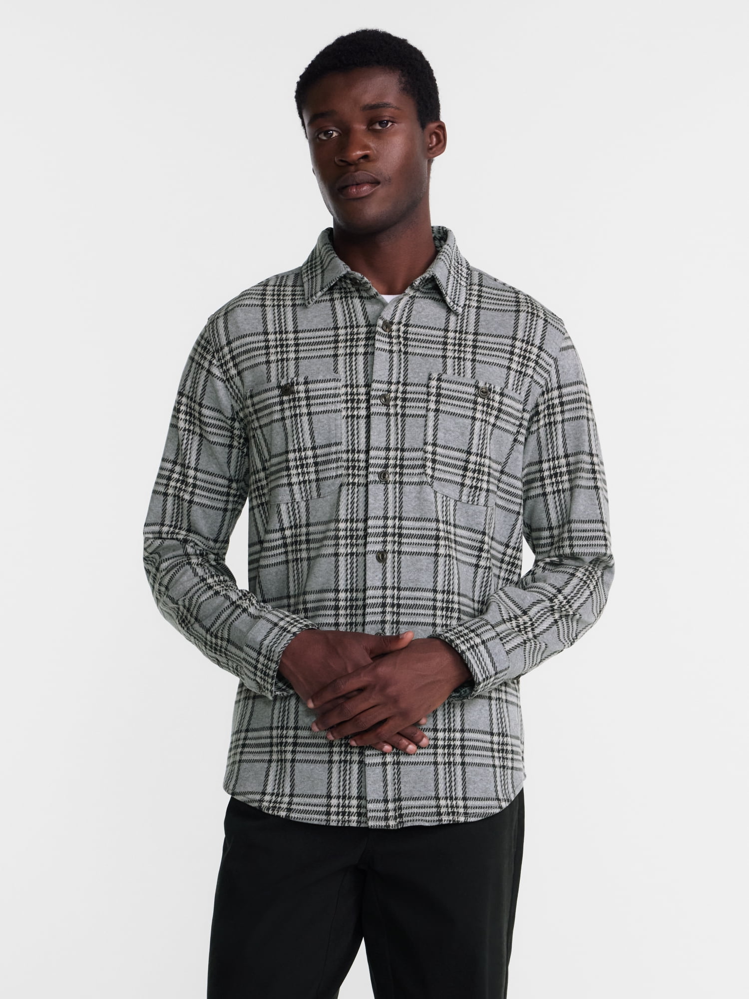 George Men's Knit Overshirt with Long Sleeves, Sizes XS-4XLT