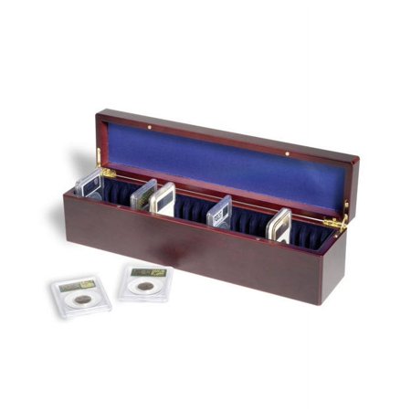 Mahogany Wood Finish Coin Slab Storage Box for 25 Slabs
