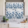 thumbnail image 3 of Kitchen Window Curtains Valance and Tier Set, Watercolor Blue Flowers on Wood Board Rod Pocket Tier Curtain Valance Set, Butterfly Floral Art Light Filtering Cafe Curtains for Bedroom Living Room, 3 of 9