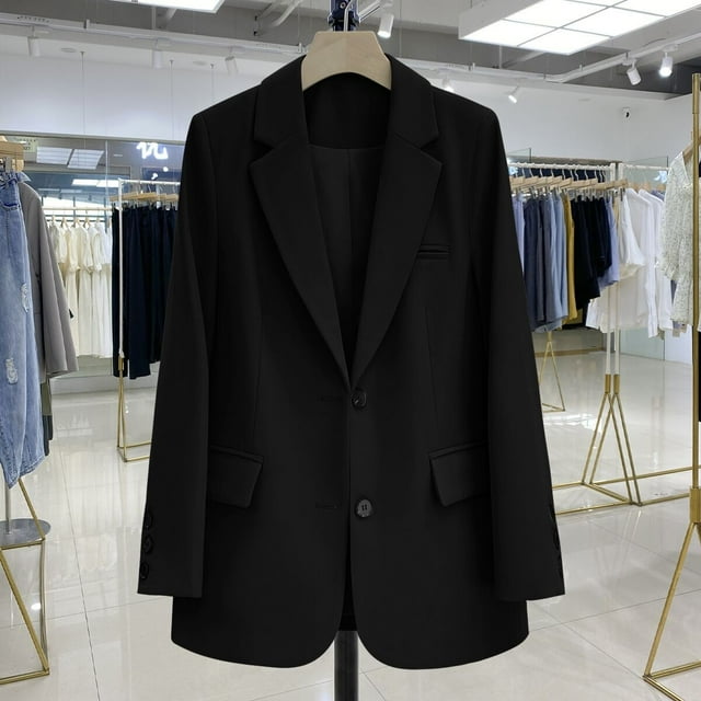 Petit Costume Noir Veste Décontractée pour Femmes Style Coréen Design Sens Manteau