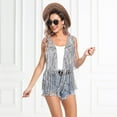 thumbnail image 1 of Spring/Summer Vest Sequined Vest Western Cowboy Style Cardigan Vest for Women,S,Rose Gold,1- Spring, 1 of 4