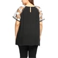 thumbnail image 6 of Agnes Orinda Women's Plus Size Sheer Mesh Panel Crochet Raglan Short Sleeves Blouse 1X Black, 6 of 7