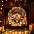 thumbnail image 3 of Christmas Pearl Diamond Painting Suncatcher Kit, DIY Craft, Pre-Assembled Metal Chain, Acrylic Round Board with Lace Edge, 3D Mixed-Sized Pearl Beads Craft, Festive Window Wall Decor, 3 of 5