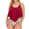 thumbnail image 4 of Traje de baño dividido de color sólido de talla grande para mujer Bikini Ropa de playa Traje de baño Falda Fridja  nalpqowj22395, 4 of 8