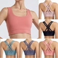 thumbnail image 5 of Xfvqtps Strappy Sports Bra for Women Back Cross Straps Padded Push up Athletic Running Workout Yoga Bra Hot Pink, 5 of 5