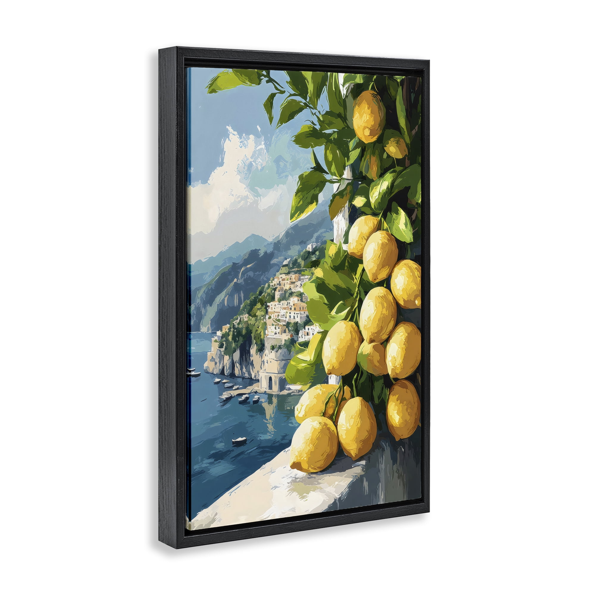 Stupell Industries Lemon Terrace Amalfi View Black Framed Floater Canvas Wall Art, design by Creative Studio