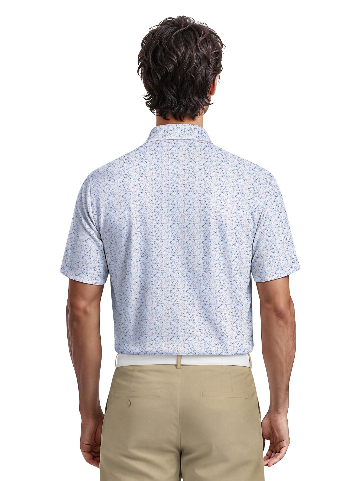 Ben Hogan Men's & Big Men's Performance Multicolor Mini Golf Short Sleeve Polo Shirt, up to 5XL