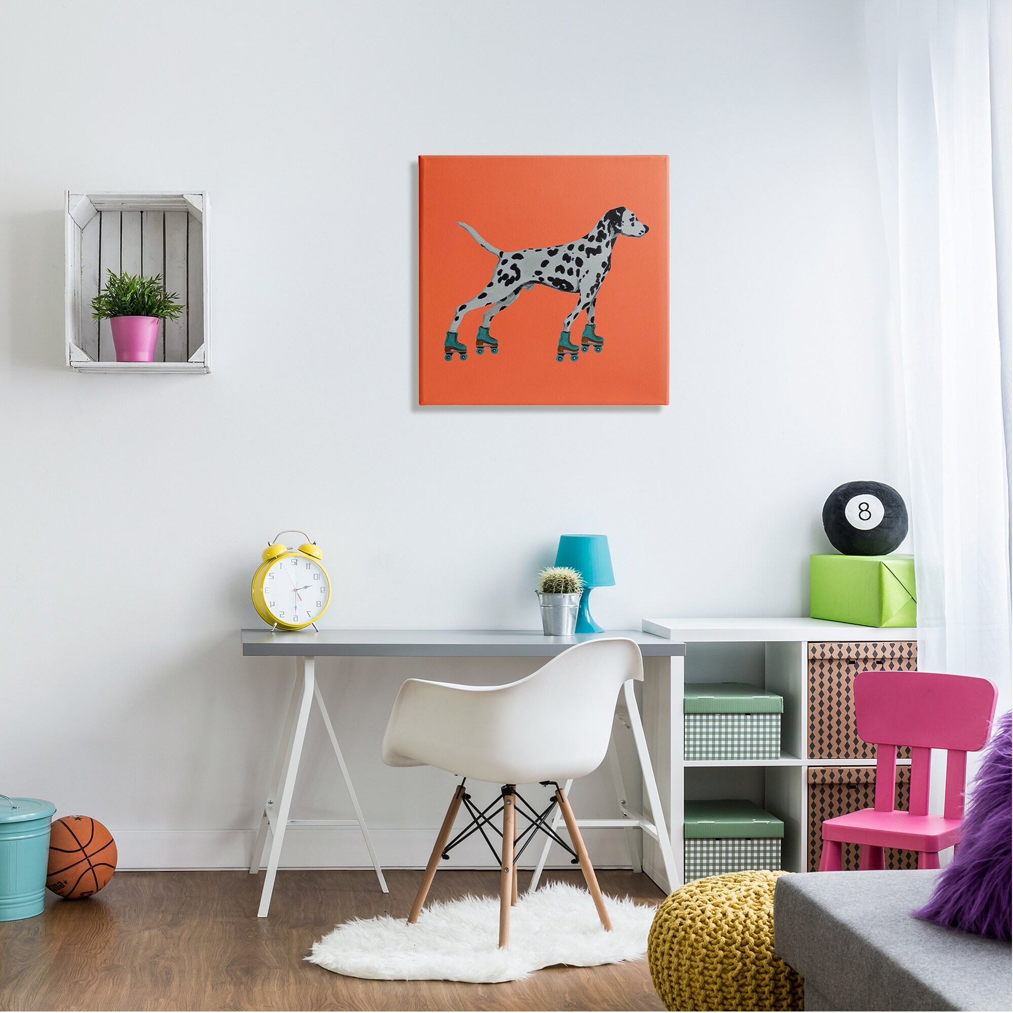 Stupell Industries Orange Dalmatian Rollerskating Animals & Insects Painting Gallery Wrapped Canvas Print Wall Art