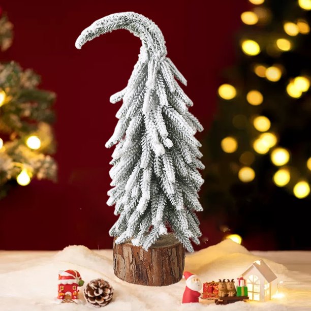Puntoco Adorno colgante navideño con cabeza torcida para escritorio, árbol de Navidad con nieve que cae, regalo de decoración