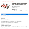 thumbnail image 2 of Front Brake Pad Set - Compatible with 2006 - 2007 Chevy Monte Carlo, 2 of 2