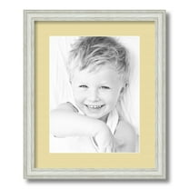 ArtToFrames 14x17 Matted Picture Frame with 10x13 Single Mat Photo Opening Framed in 1.25 Off White Wash on Ash and 2 Buttercup Mat (FWM-4098-14x17)