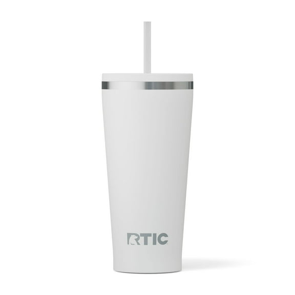 RTIC 20 oz Ceramic Lined Everyday Tumbler, Spill-Resistant Straw Lid, White
